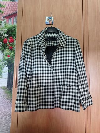 Chaqueta vichy Zara blanco-negro