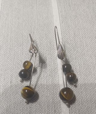 Pendientes ojo de tigre plata