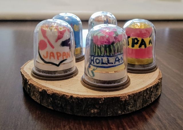 5 Dedales Porcelana Pintados a Mano