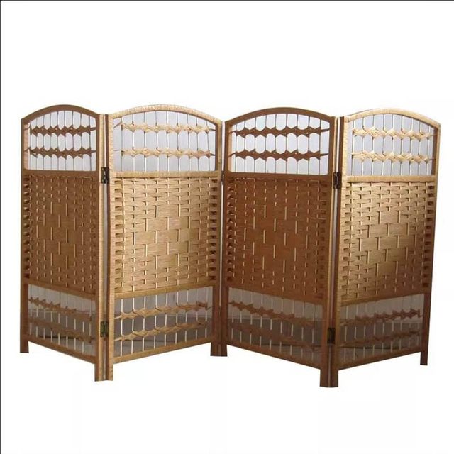 Biombo Separador Ratán Natural 4 Paneles