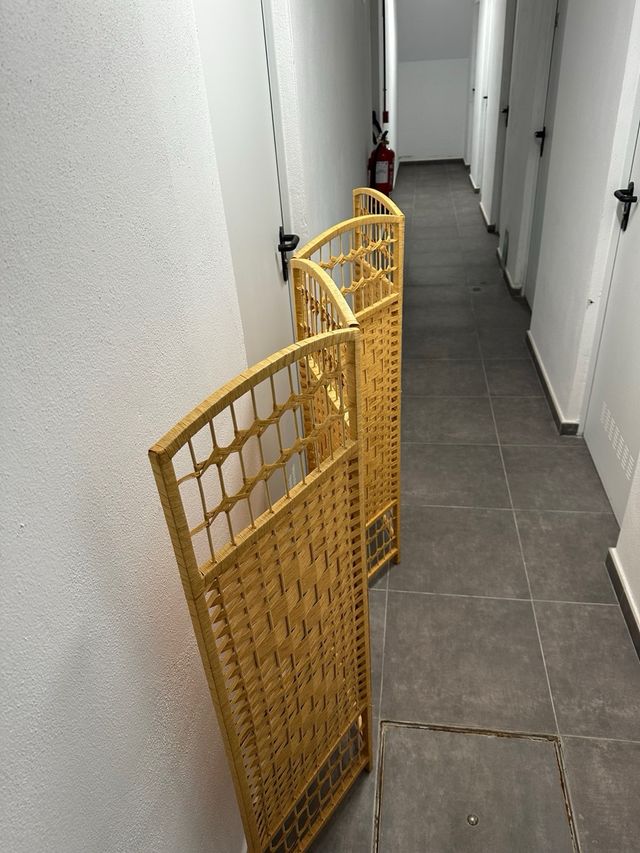 Biombo Separador Ratán Natural 4 Paneles