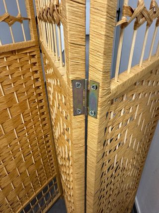 Biombo Separador Ratán Natural 4 Paneles