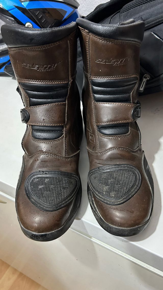 Stivali da moto in pelle marrone