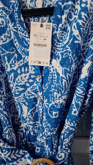 Vestido Zara Camisero Bordado TXL