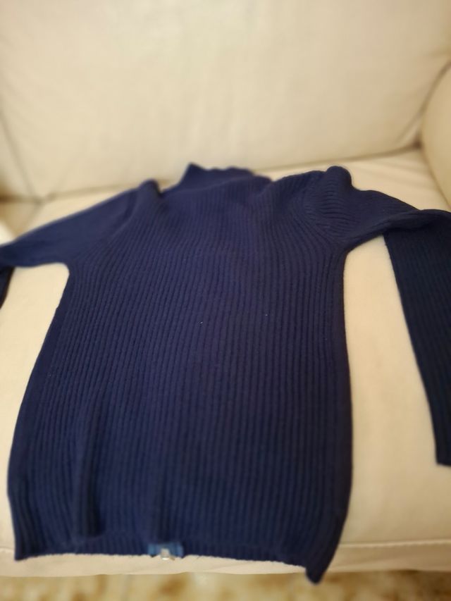 Cardigan blu con zip, tg M