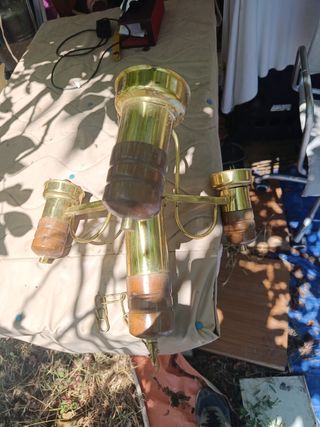 vintage 3 luci metallo legno