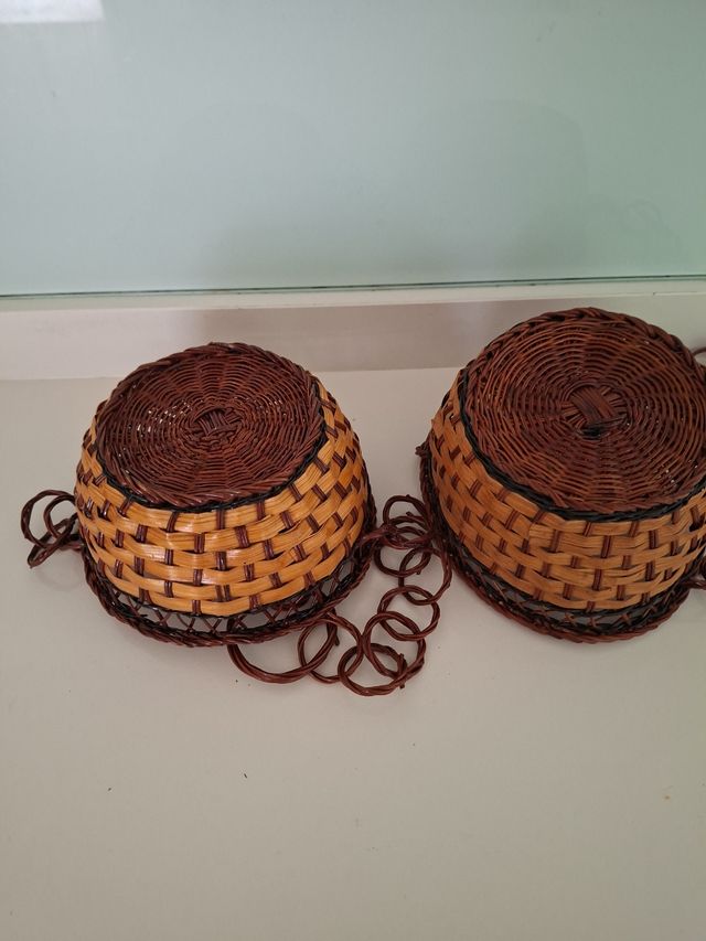 Cestas colgantes mimbre - 2uds