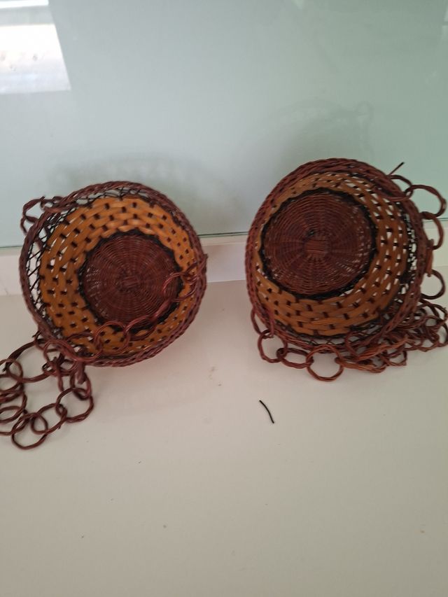 Cestas colgantes mimbre - 2uds