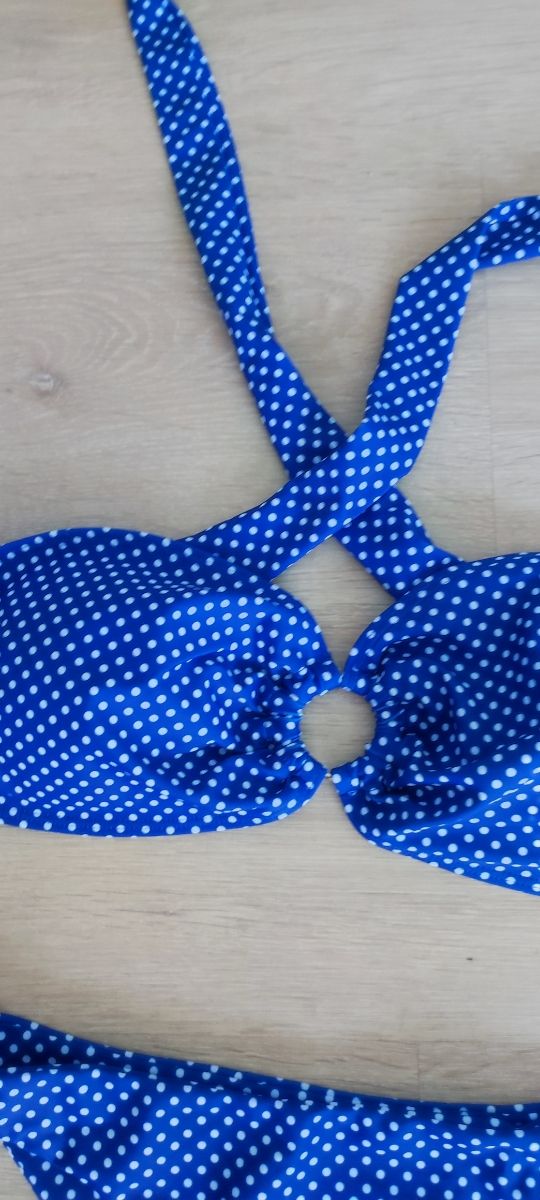 Bikini azul lunares - sin tirantes