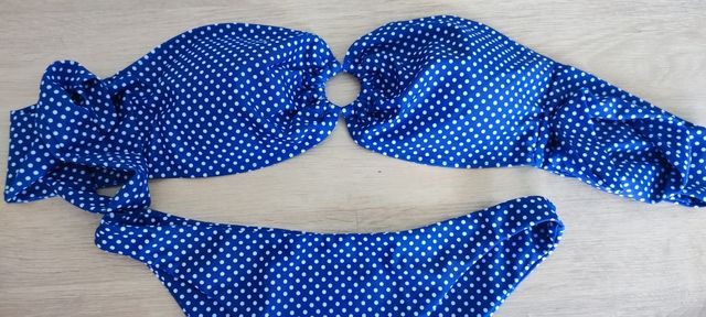 Bikini azul lunares - sin tirantes