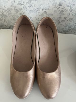Zapatos mujer dorados | Piel rosa