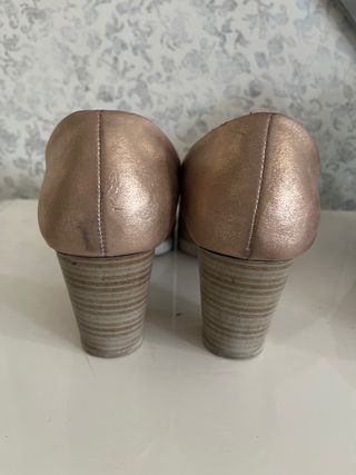 Zapatos mujer dorados | Piel rosa