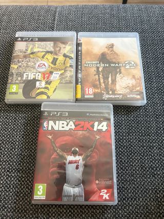 3 juegos PS3: FIFA 17, MW2, NBA 2K14