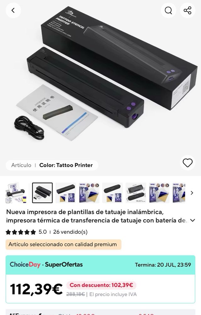 Impresora Plantillas Tatuaje Dragon