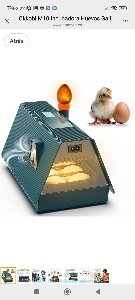 Okkobi M10 Incubadora Huevos Gallina - Ideal para