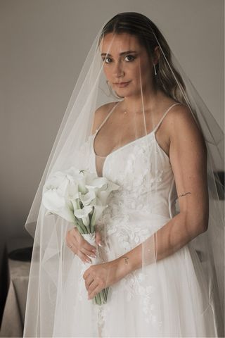 Vestido novia blanco - Talla M JUNTO CON VELO