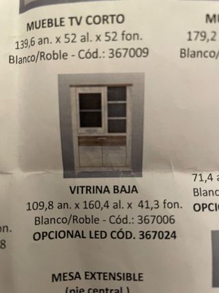 Vitrina Baja Blanco/Roble - 109,8x160,4x41,3cm