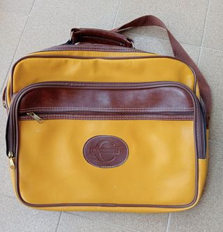 Bolso viaje Club Cortina marrón-amarillo