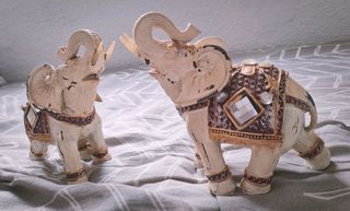 Par de figuras de elefante hindú