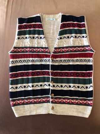 Chaleco punto gris multicolor talla L