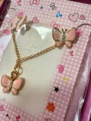 Set collar + pendientes mariposa niña rosa NUEVO
