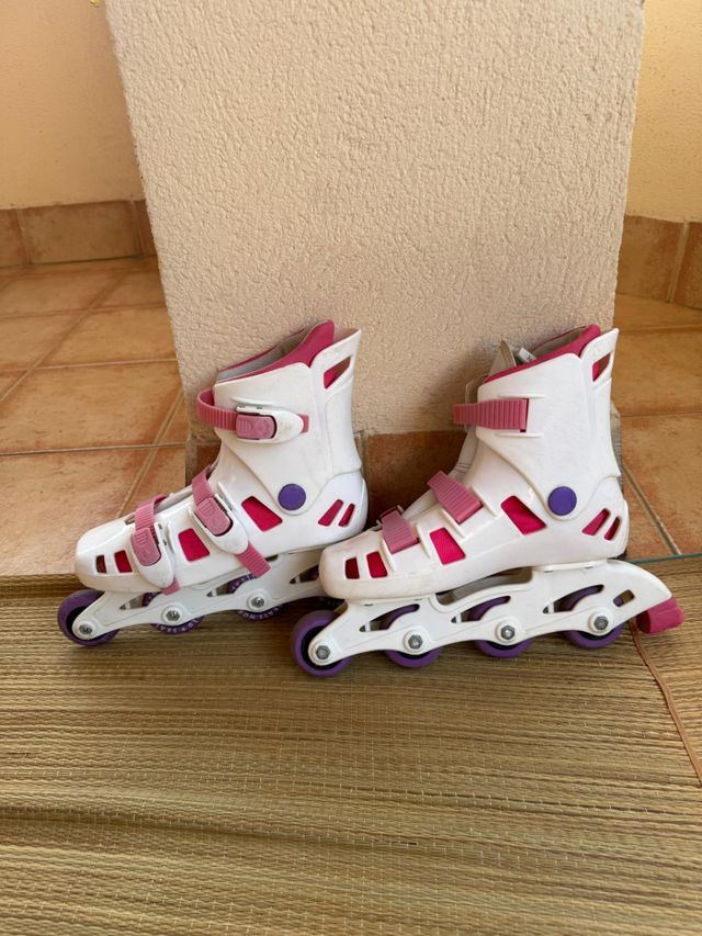 Patines línea niña - Blancos Rosa Lila talla 37