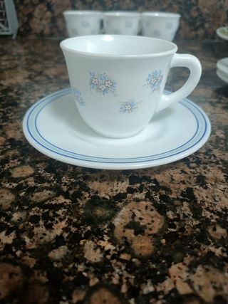 Conjunto de 6 tazas y 10 platos 
