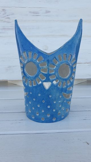 Lanterna Gufo Ceramica Blu