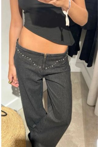 Pantalones Nicoli negros c/pedreria