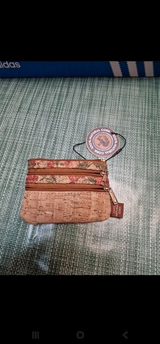 Borsellino 3 zip in sughero naturale