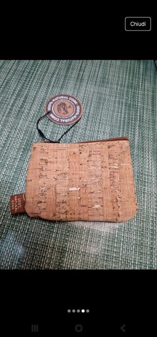 Borsellino 3 zip in sughero naturale