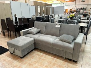SOFA CAMA 210cm + ARCON GRIS TERCIOPELO NUEVO