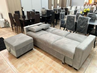 SOFA CAMA 210cm + ARCON GRIS TERCIOPELO NUEVO