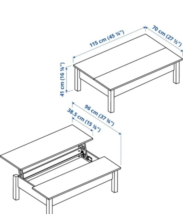 Mesa centro Ikea blanca elevable