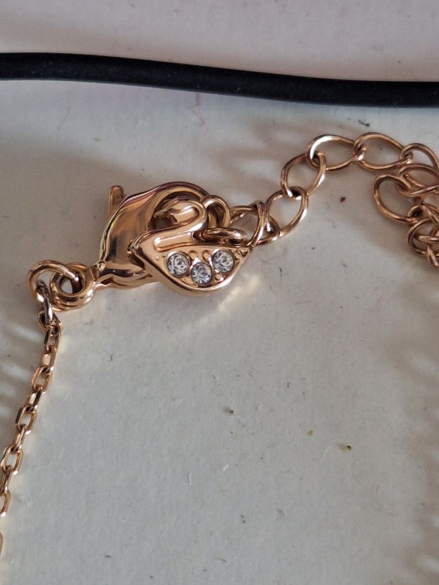 Collar y pendientes cisne dorado rosa y pulsera ✔️