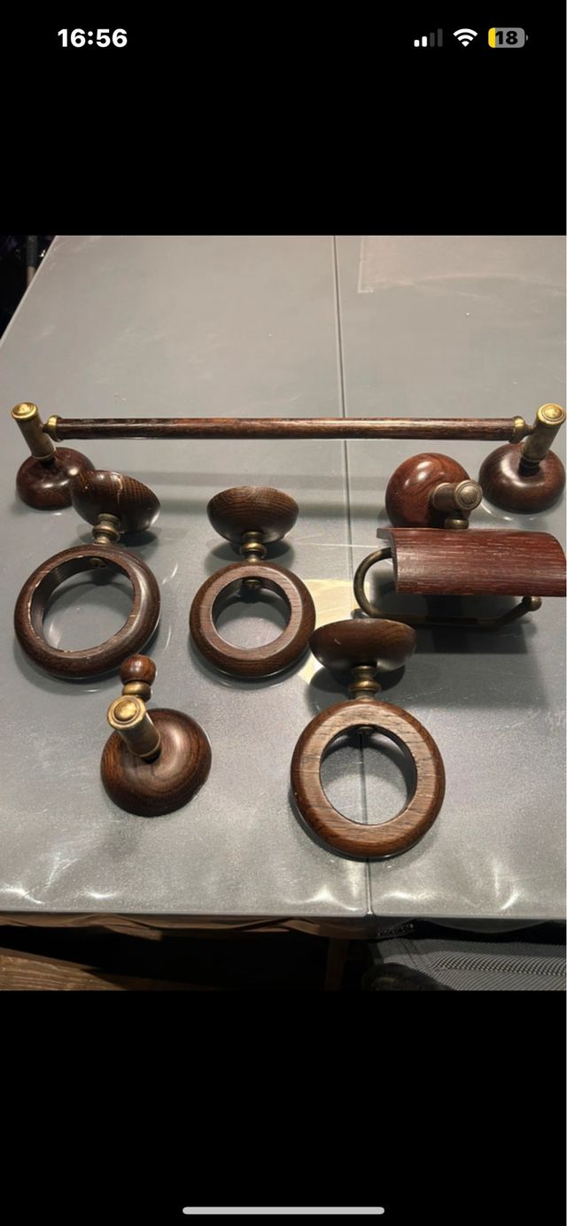 Accessori da bagno in legno - set da 8 pezzi