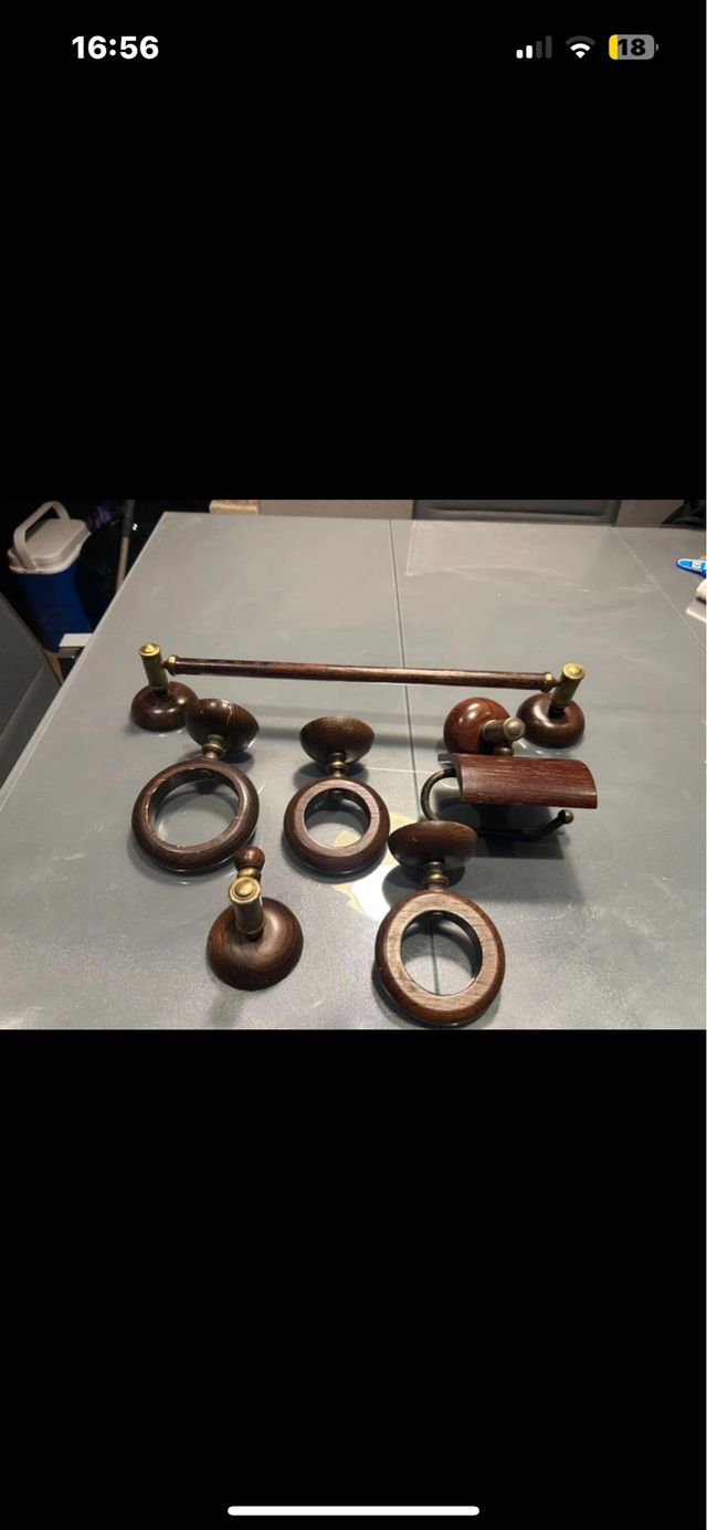 Accessori da bagno in legno - set da 8 pezzi