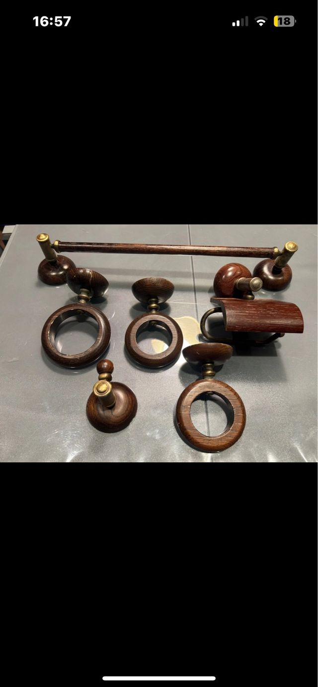 Accessori da bagno in legno - set da 8 pezzi