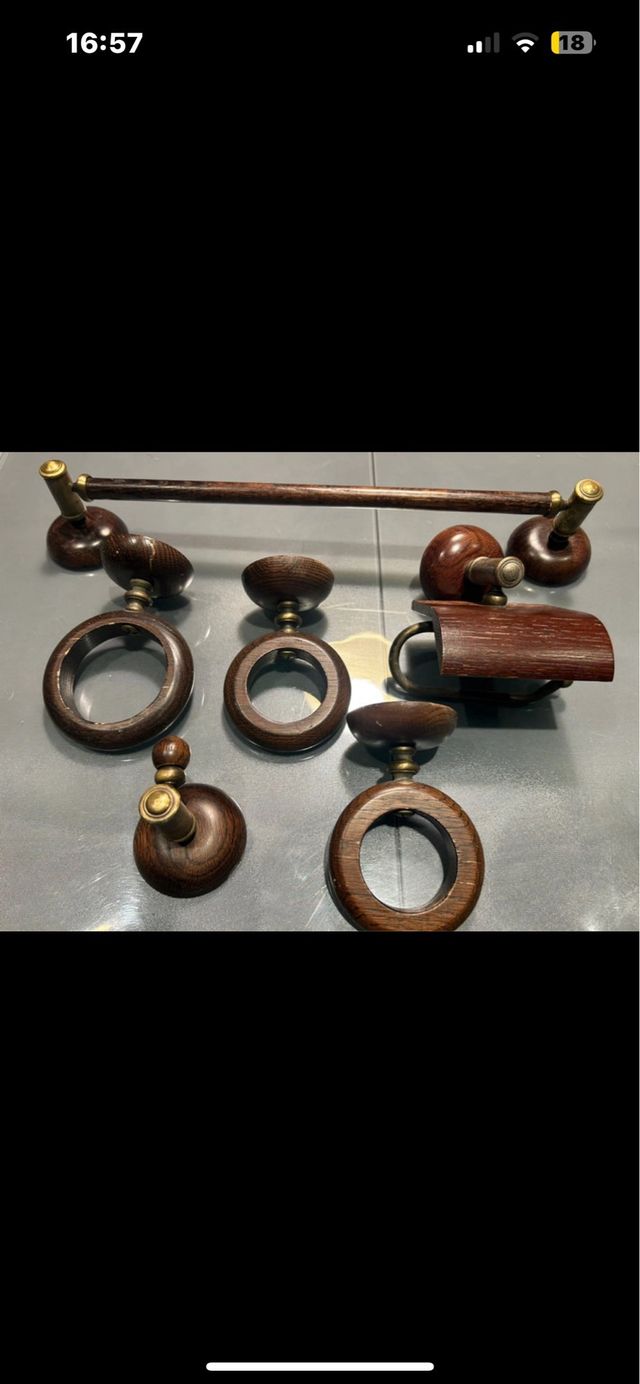 Accessori da bagno in legno - set da 8 pezzi