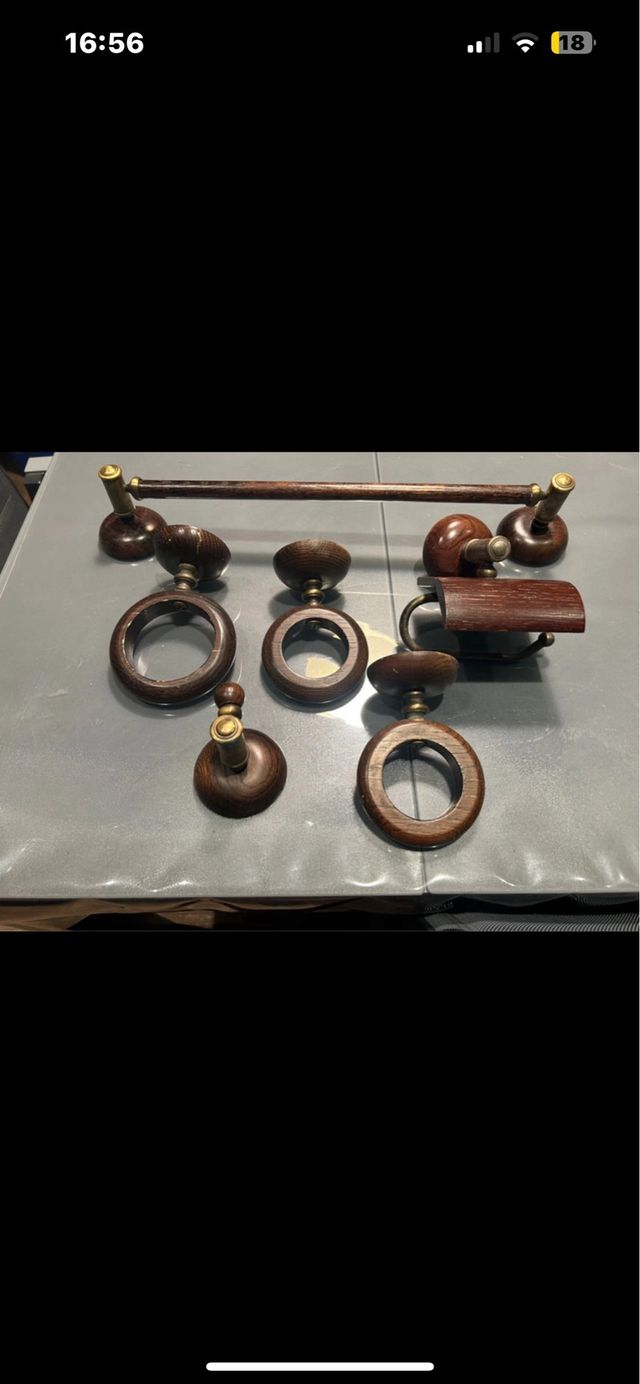 Accessori da bagno in legno - set da 8 pezzi