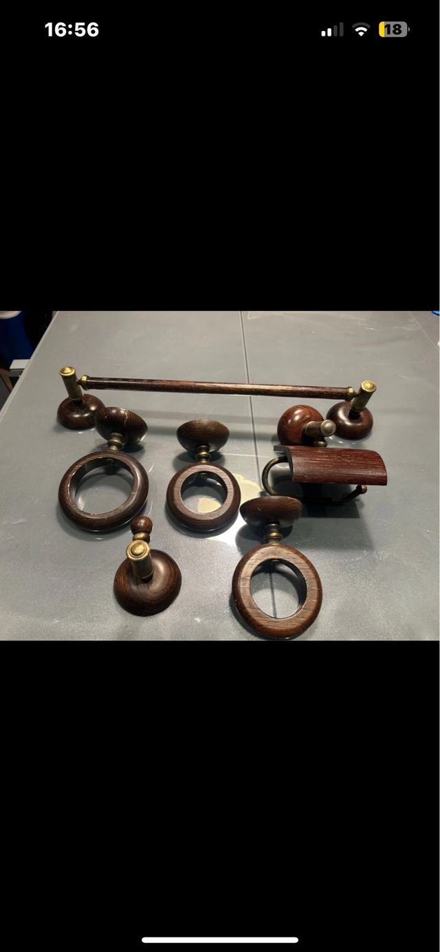 Accessori da bagno in legno - set da 8 pezzi