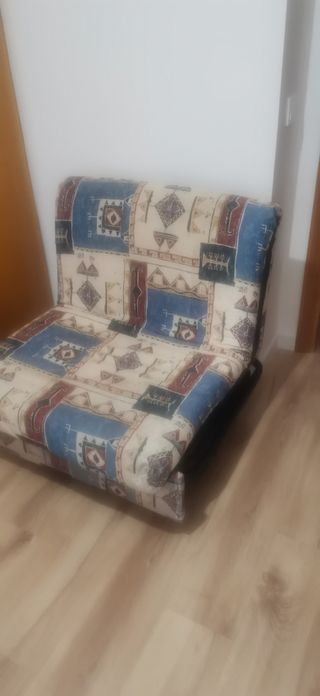 Sofa cama plegable - Azul beige con estampado