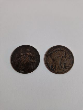 2 Monedas antiguas francesas de 10 C