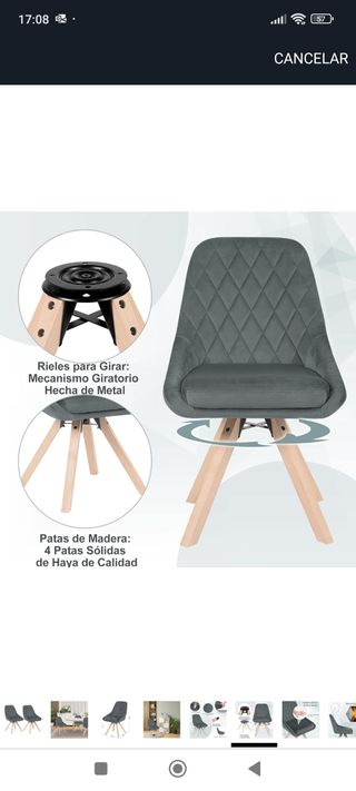 2 nuove sedie da pranzo girevoli grigie