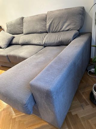 Sofá chaise longue 3 plazas gris