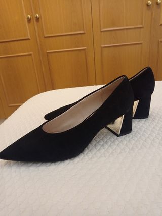 Zapatos salón negros tacón 