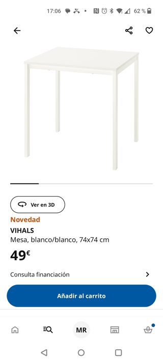 Mesa blanca cuadrada metal y madera