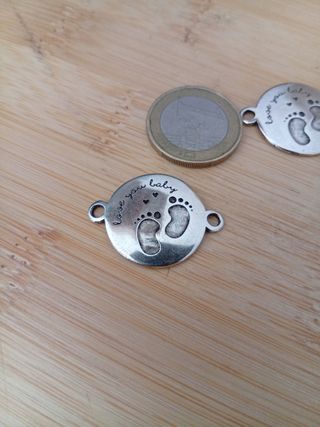 2 abalorios plata bebé - conectores