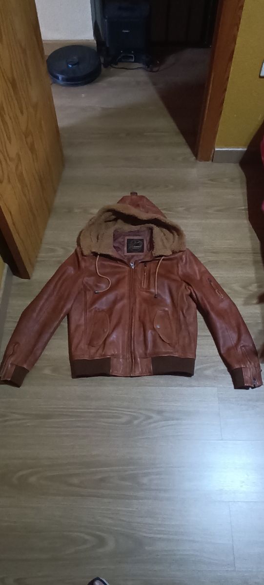 Cazadora de aviador de piel marrón ,Talla L
