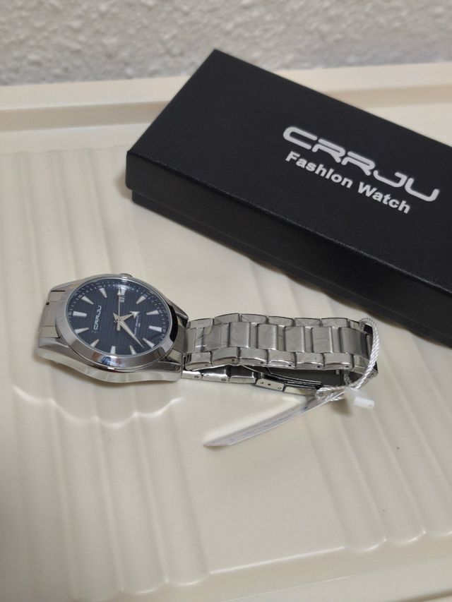 Reloj Hombre Azul Plata